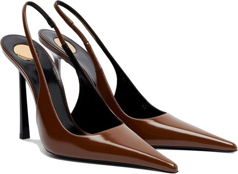 THESHY المرأة وأشار اصبع القدم Slingback الكعوب Stiletto عالية الكعب فو الجلود تمتد حزام الانزلاق على عارية الذراعين مضخات الأزياء اللباس أحذية للنساء in Kuwait