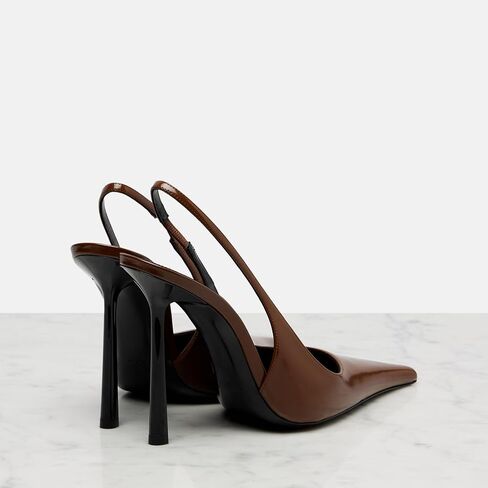 THESHY المرأة وأشار اصبع القدم Slingback الكعوب Stiletto عالية الكعب فو الجلود تمتد حزام الانزلاق على عارية الذراعين مضخات الأزياء اللباس أحذية للنساء in Kuwait