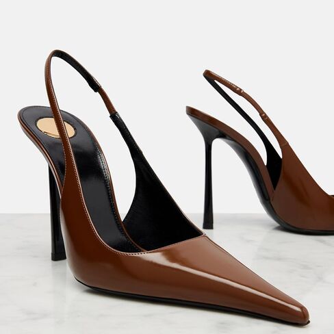 THESHY المرأة وأشار اصبع القدم Slingback الكعوب Stiletto عالية الكعب فو الجلود تمتد حزام الانزلاق على عارية الذراعين مضخات الأزياء اللباس أحذية للنساء in Kuwait