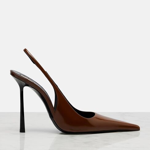 THESHY المرأة وأشار اصبع القدم Slingback الكعوب Stiletto عالية الكعب فو الجلود تمتد حزام الانزلاق على عارية الذراعين مضخات الأزياء اللباس أحذية للنساء in Kuwait