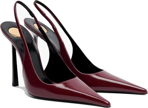 THESHY المرأة وأشار اصبع القدم Slingback الكعوب Stiletto عالية الكعب فو الجلود تمتد حزام الانزلاق على عارية الذراعين مضخات الأزياء اللباس أحذية للنساء in Kuwait