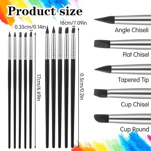 10 Pack Silicone Paint Brushes Silicone Rubber Tip Paint Pens Brushes Flexible Clay Carving Tools Silicon Color Shapers Brush Professional Sculpting Tool for Artwork Shaping Carving Handicraft Pottery in Saudi Arabia