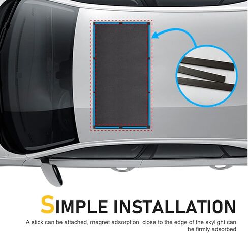 Car Sunroof Sun Shade, 39" x 25.5" Magnetic Screen Moon Roof Breathable Mesh Cover, Quick Install Sunproof Protection Cover, Universal Sun Protection for Moonroof and Side Window for Cars in Saudi Arabia