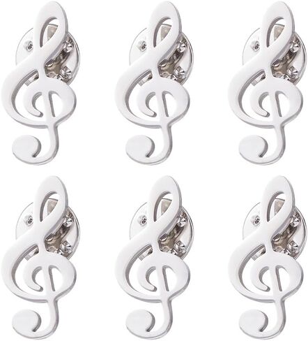 SUPERFINDINGS 6Pcs Music Note Lapel Pin Elegant Note Brooch 304 Stainless Steel Lapel Pin Backs Music Lover Brooch Badge for Musical Party Favors Gifts Hat Bag Suit Tie Shirt Scarfs Decoration in Saudi Arabia