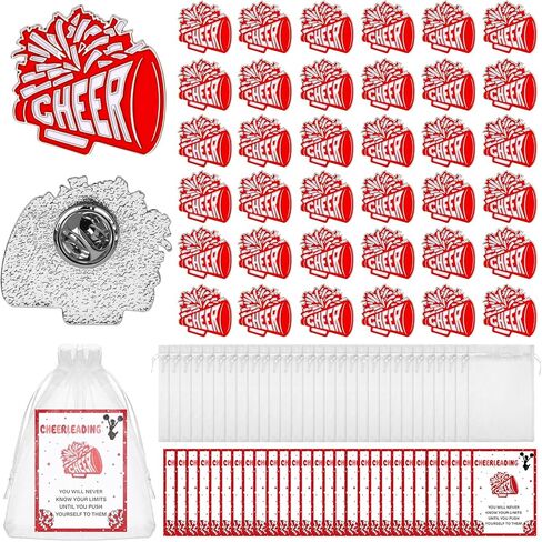 36 Sets Cheer Enamel Pins Bulk Cheerleader Gifts Cheer Enamel Pins Cards Organza Bags Cheerleading Teams' Gifts for Coaches Teammates Volunteers Cheerleading Pins Goodie Bag Stuffers Party Supplies in Kuwait