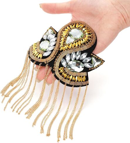 4 Pack Tassel Shoulder Epaulette, Metal Codplay Epaulet Pads with Pins, Beaded Chain Shoulder Boards Badge Brooch for Men Women Uniform Costume in Saudi Arabia