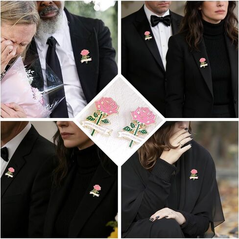 30 قطعة دبوس تذكاري على شكل وردة لضيوف الجنازة - بروش من المينا للتعاطف المسيحي للحداد والاحتفال بالحياة in Kuwait