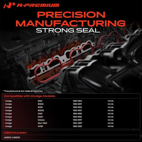 A-Premium Lower and Upper Engine Intake Manifold Gasket Set Compatible with Dodge Ram 1500 1994-1997, Dakota 1992-1997, B150/B250 1992-1994, B1500/B2500 1995-1997, D150/D250/W150 1992-1993, 3.9L in Saudi Arabia