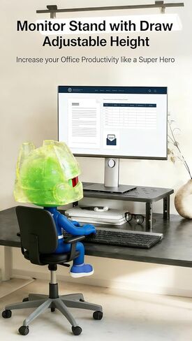 حامل شاشة مريح قابل للتعديل مع رف تخزين واسع - فولاذ عالي التحمل للمكتب المنزلي والألعاب، يقلل من إجهاد الرقبة/الظهر، ويرفع الشاشات إلى مستوى العين in Kuwait