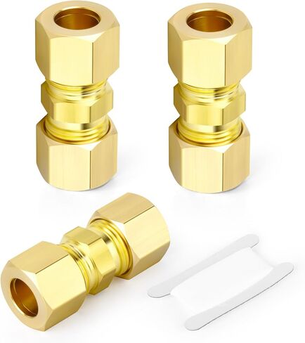 GAGIRA 12PCS 1/4" Tube OD x 1/4" Tube OD Connector Fitting, Compression Pipe Straight Union Connector, Brass Pipe Adapter in Saudi Arabia