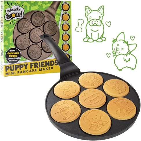 Kitty Friends Mini Pancake Pan - Make 7 Unique Flapjack Cat Designs, Nonstick Pan Cake Maker Griddle for Breakfast Kitten Fun & Easy Cleanup, Fun Animal Gift in Saudi Arabia