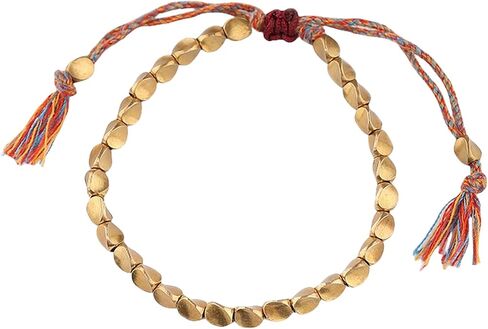 Tibetan Buddhist Braided Cotton Brass Beads Lucky Rope Bracelet For Women Men Thread Bracelets Braided Cotton Copper Beads Rope Bracelet Bangle Gift in Saudi Arabia
