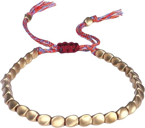 Tibetan Buddhist Braided Cotton Brass Beads Lucky Rope Bracelet For Women Men Thread Bracelets Braided Cotton Copper Beads Rope Bracelet Bangle Gift in Saudi Arabia