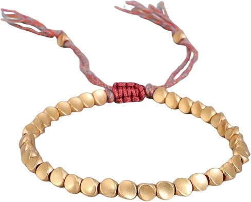Tibetan Buddhist Braided Cotton Brass Beads Lucky Rope Bracelet For Women Men Thread Bracelets Braided Cotton Copper Beads Rope Bracelet Bangle Gift in Saudi Arabia