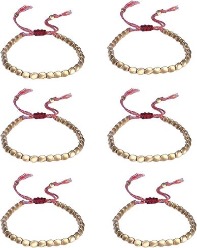 Tibetan Buddhist Braided Cotton Brass Beads Lucky Rope Bracelet For Women Men Thread Bracelets Braided Cotton Copper Beads Rope Bracelet Bangle Gift in Saudi Arabia