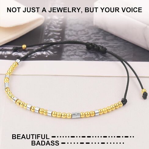 HyperFun Morse Code Bracelets For Women Inspirational Friendship Gifts Cute Adjustable Bracelets For Mother Daughter Sister Aunt Friend Her in Saudi Arabia