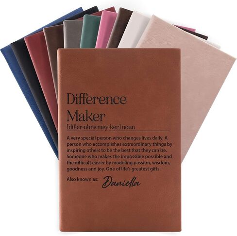 مجلة صانع الفروق الشخصية مع الاسم - دفتر ملاحظات مبطن بالجلد مخصص، غطاء تعريف ملهم، هدية شكر للمعلم، المرشد، المدرب، تذكار تقدير القائد in Kuwait