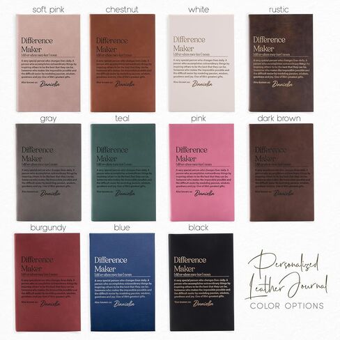 مجلة صانع الفروق الشخصية مع الاسم - دفتر ملاحظات مبطن بالجلد مخصص، غطاء تعريف ملهم، هدية شكر للمعلم، المرشد، المدرب، تذكار تقدير القائد in Kuwait