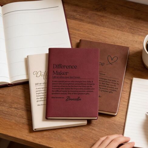 مجلة صانع الفروق الشخصية مع الاسم - دفتر ملاحظات مبطن بالجلد مخصص، غطاء تعريف ملهم، هدية شكر للمعلم، المرشد، المدرب، تذكار تقدير القائد in Kuwait