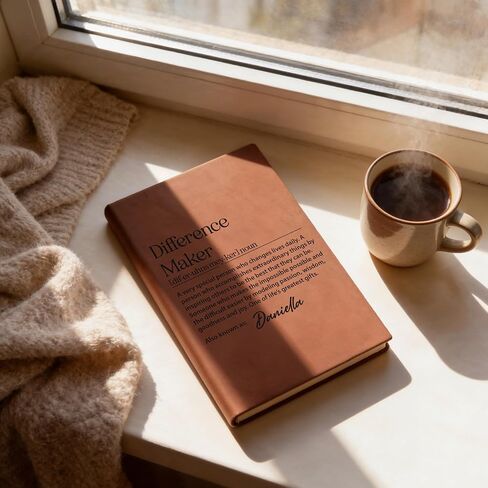 مجلة صانع الفروق الشخصية مع الاسم - دفتر ملاحظات مبطن بالجلد مخصص، غطاء تعريف ملهم، هدية شكر للمعلم، المرشد، المدرب، تذكار تقدير القائد in Kuwait