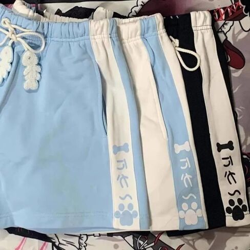 Women’s Kawaii Pet Print Shorts, Casual Drawstring Elastic Waist Shorts with Animal Motif, Lightweight Streetwear in Saudi Arabia