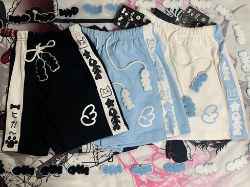 Women’s Kawaii Pet Print Shorts, Casual Drawstring Elastic Waist Shorts with Animal Motif, Lightweight Streetwear in Saudi Arabia