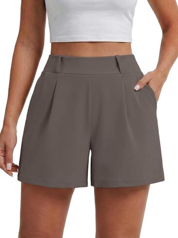 Feiersi Womens Casual Shorts High Waisted Summer Dressy Trendy Pleated Shorts with Pockets in Saudi Arabia
