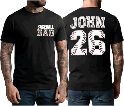 NAZENTI Personalized Baseball Dad Shirts for Men, Custom Baseball Dad Outfits, Fathers Day, for Papa in Saudi Arabia