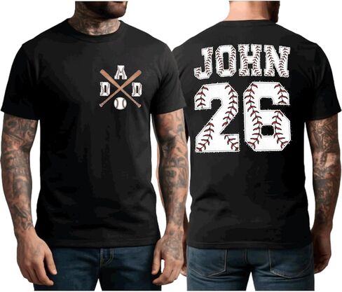 NAZENTI Personalized Baseball Dad Shirts for Men, Custom Baseball Dad Outfits, Fathers Day, for Papa in Saudi Arabia