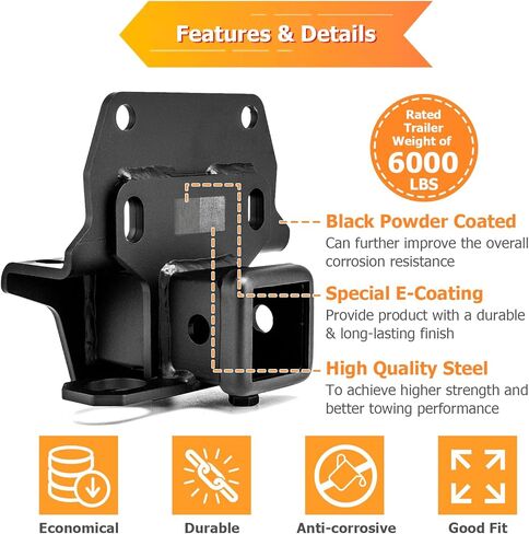 WeiSen 2" Rear Towing Hitch Receivers Class 3 Trailer Hitch Receiver Black Compatible with Toyota 4runner 2003-2024, Fit Lexus GX470 2003-2009 in Saudi Arabia