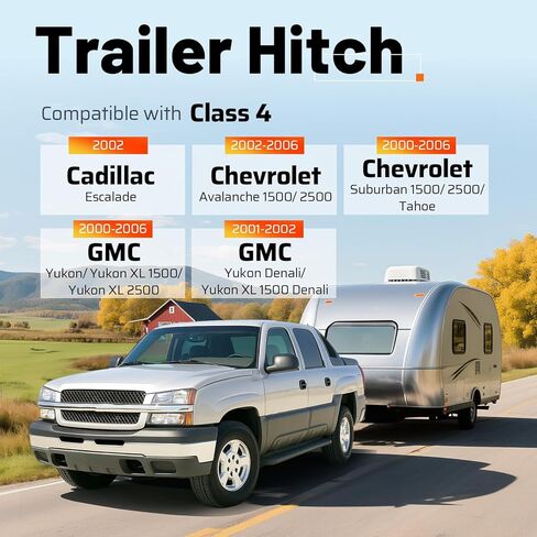 Class 4 Rear Trailer Hitch, 2 Inch Receiver Compatible with 2000-2006 GMC Yukon DEMALI XL 1500 2500,2000-2006 Chevrolet Avalanche 1500 2500 Suburban 1500 25000,2002 Cadillac Escalade in Saudi Arabia
