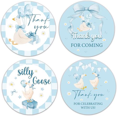 1.8 بوصة 80 قطعة من ملصقات هدايا ديكورات حفلات أعياد الميلاد باللون الوردي السخيفة، ملصقات زينة لحفلات استقبال الأطفال من Silly Goose، شكرًا لك، شكرًا لك على هدايا الحفلات القادمة in Kuwait