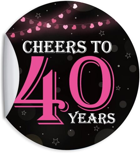 80 قطعة من ملصقات عيد الميلاد الأربعين الوردية - هتافات حتى 40 عامًا - ملصقات لاصقة مستديرة مقاس 1.5 بوصة - لوازم زينة الذكرى السنوية الأربعين لعيد الميلاد - رائعة لمفضلات الحفلات، وأختام الأظرف، وأغلفة الهدايا in Kuwait