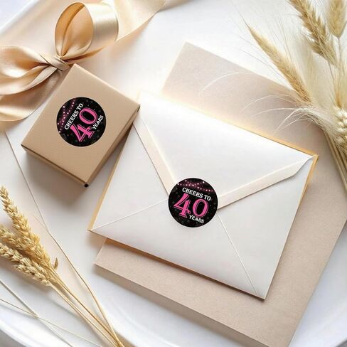 80 قطعة من ملصقات عيد الميلاد الأربعين الوردية - هتافات حتى 40 عامًا - ملصقات لاصقة مستديرة مقاس 1.5 بوصة - لوازم زينة الذكرى السنوية الأربعين لعيد الميلاد - رائعة لمفضلات الحفلات، وأختام الأظرف، وأغلفة الهدايا in Kuwait