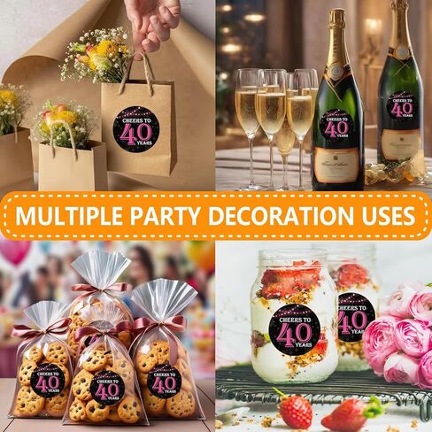 80 قطعة من ملصقات عيد الميلاد الأربعين الوردية - هتافات حتى 40 عامًا - ملصقات لاصقة مستديرة مقاس 1.5 بوصة - لوازم زينة الذكرى السنوية الأربعين لعيد الميلاد - رائعة لمفضلات الحفلات، وأختام الأظرف، وأغلفة الهدايا in Kuwait
