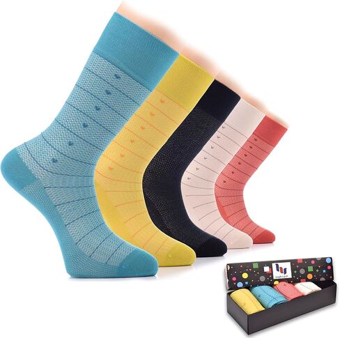 Hugh Ugoli Men's Rayon Dress Socks for Business, Trouser & Thin, Seamless, Crew Socks in Gift Box, Shoe Size: 7-12, 4-5 Pairs in Kuwait
