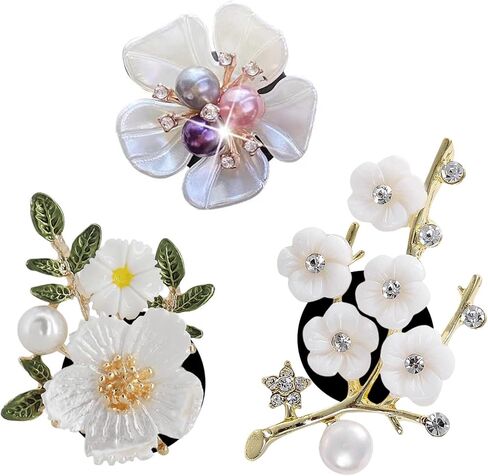 Bling Flower Car Vent Clips – 3PCS Cute Car Accessories for Women, Blossom Car Vent Decorations, Aesthetic Car Charm Decor with 6PCS Unscented Felt Pads Accessories Gift in Saudi Arabia