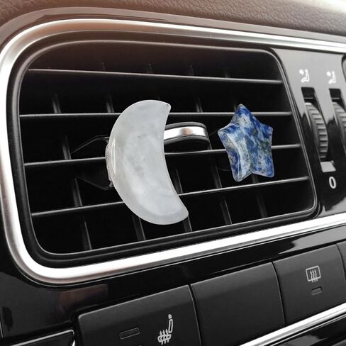 ديكور السيارة بوهو، 5 قطع من مشابك فتحات تهوية الهواء على شكل نجوم القمر، مشابك فتحات تهوية من الكريستال الحجري الطبيعي، معطرات السيارة القابلة لإعادة الملء، إكسسوارات ديكورات هيبي للنساء، أطيب التمنيات للحبيب والصديق in Kuwait