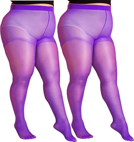 LUCKELF جوارب نسائية كلاسيكية شفافة مقاس كبير 2 أزواج 20D جوارب مجمعة مسطحة جوارب طويلة عالية الخصر in Kuwait