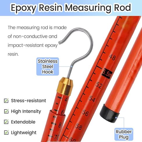 High Voltage Insulated Measuring Rods - 19.7ft Safety Insulation Poles with Handle for Power Line Inspections, Elevated Work & Land Surveying (4pcs, Lightweight) in Saudi Arabia