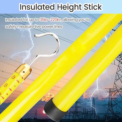 High Voltage Insulated Measuring Rods - 19.7ft Safety Insulation Poles with Handle for Power Line Inspections, Elevated Work & Land Surveying (4pcs, Lightweight) in Saudi Arabia