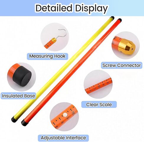 High Voltage Insulated Measuring Rods - 19.7ft Safety Insulation Poles with Handle for Power Line Inspections, Elevated Work & Land Surveying (4pcs, Lightweight) in Saudi Arabia