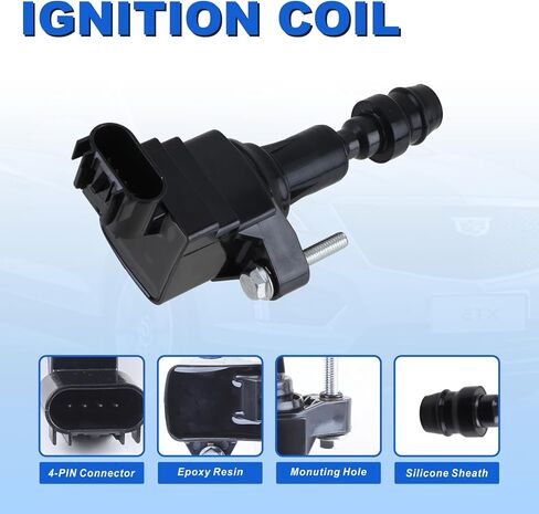 مجموعة ملفات الإشعال عالية الأداء UF491 مكونة من 4 قطع متوافقة مع Buick Regal/Verano، Chevy Malibu/Cobalt/HHR، GMC Terrain، Pontiac G5/Solstice 2.0L 2.2L 2.4L L4 - يستبدل 12578224 in Kuwait