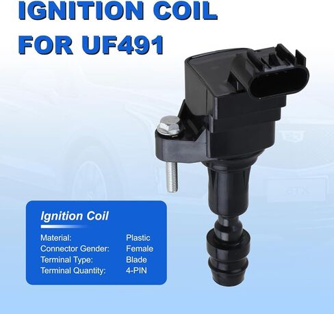 مجموعة ملفات الإشعال عالية الأداء UF491 مكونة من 4 قطع متوافقة مع Buick Regal/Verano، Chevy Malibu/Cobalt/HHR، GMC Terrain، Pontiac G5/Solstice 2.0L 2.2L 2.4L L4 - يستبدل 12578224 in Kuwait