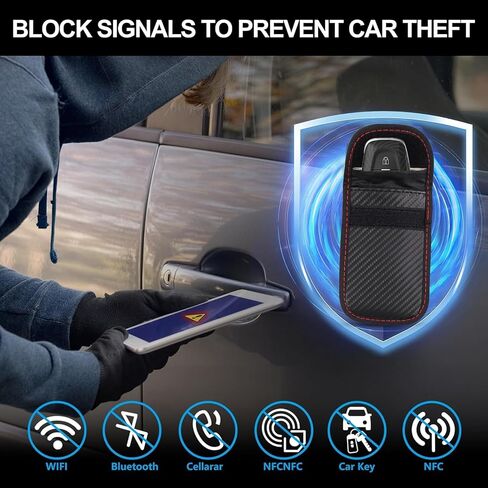 Pouch for Car Keys, 1 Pack Key Fob Signal Blocker, RFID Blocking Pouch Car Keys Fob Protector, 3.15''X5.1'' Cars Key Protector (Black) in Saudi Arabia