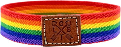 BDM Men's or women's fabric bracelet with the Gay, LGTBI, bisexual, lesbian and transsexual pride flag. Elastic band, friendship bracelet. in Kuwait