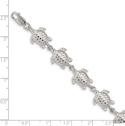 سوار السلاحف البحرية من الفضة الإسترليني عيار 925 - مع مشبك قفل آمن على شكل جراد البحر مقاس 7 بوصات in Kuwait