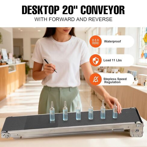 QAVODB الفولاذ المقاوم للصدأ ناقل صغير آلة بيع المسار مسار البضائع حزام ناقل أوتوماتيكي 460 مللي متر x 85 مللي متر 50 مللي متر/ثانية تحميل 3.5-5 كجم in Kuwait