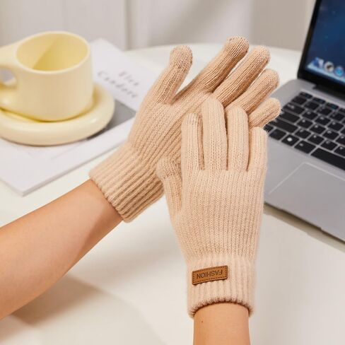 1 Pair Womens Winter Warm Touch Screen Gloves Elastic Cuffs Knit Gloves for Women Cold Weather Gifts for Friends Family in Saudi Arabia
