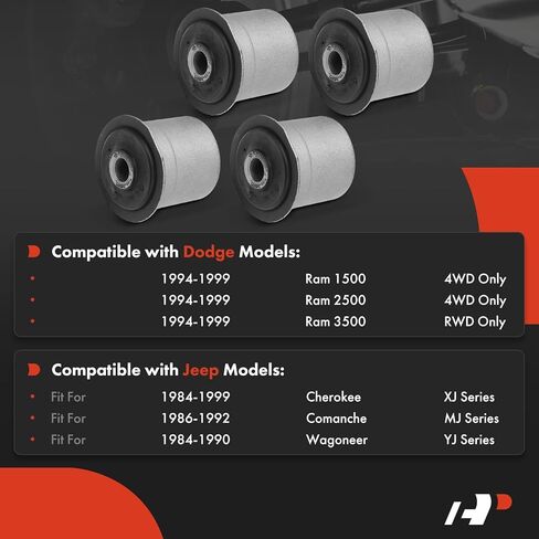 A-Premium 4 x Front Lower Control Arm Bushing Kit, Compatible with Jeep Cherokee 1984-1999, Comanche 1986-1992, Wagoneer 1984-1990 & Dodge Ram 1500 1994-1999, Ram 2500 1994-1999, Ram 3500 1994-1999 in Saudi Arabia